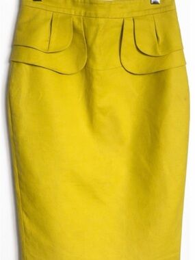 Yellow Pencil Skirt with Decorative Pockets